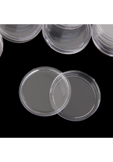 Suntek Temizle Plastik 25mm Sikke Tutucu Kapsül Kutuları Para
