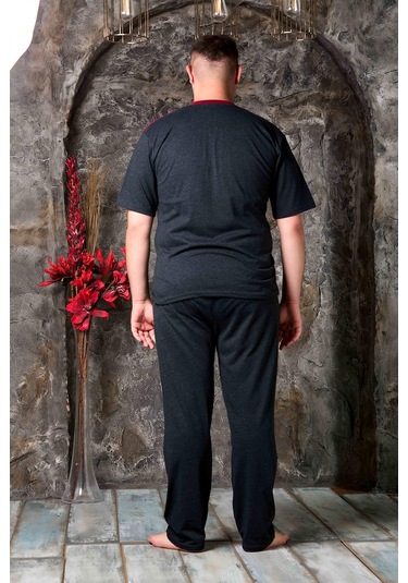 Nisanca Yazlık Büyük Beden Erkek Pamuk Pijama Takımı- Kısa Kollu Erkek Pijaması Yesil