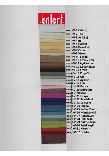 Brillant Blackout %100 Karartma Güneşlik Ve Fon Perde 32 Renk