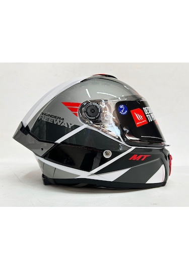 Mt Thunder 4 Sv Freeway Şeffaf Vizörlü Kask Parlak Renk - Iç Güneş Vizörlü Motosiklet Kaskı Siyah Gri