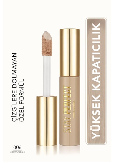 Flormar Stay Perfect Yüksek Pigmentli & Yarı Mat Bitişli Likit Kapatıcı 006 Medium Beige