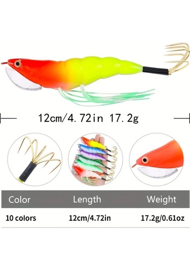 Fochsia 10 Adet Mürekkep Balığı Olta Takımı Yapay Yem Ahtapot Kalamar Avı İçin Deniz Yemi