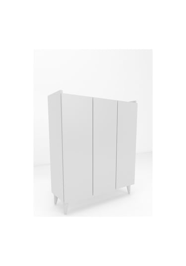 İliana 3 Kapaklı 4 Raflı Çok Amaçlı Dolap, Banyo Dolabı, Mutfak Dolabı Beyaz