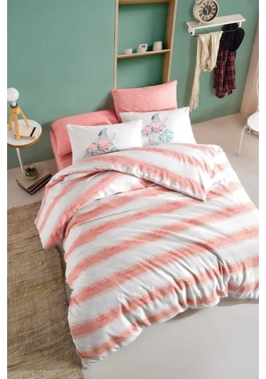 Cotton Life Florida Pembe Çift Kişilik Nevresim Takımı Pembe