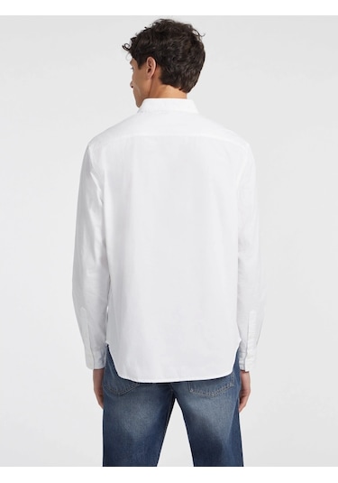 Guess Erkek Beyaz Uzun Kollu Cep Gömlek Beyaz