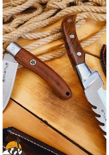 Ceviz Sap Outdoor Kamp Bıçağı Çakısı Piknik Bıçak Çakı Kmp-03 Kahverengi