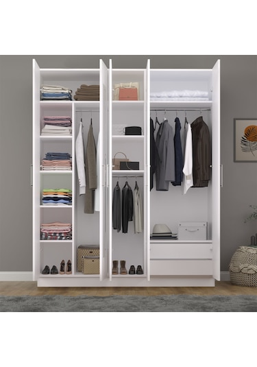 5 Kapaklı Gardırop 180cm Beyaz
