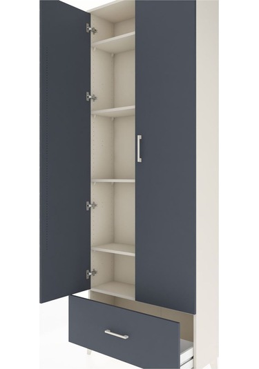 Arges Dolap 5 Raflı Tek Çekmeceli 2 Kapaklı 88x30x243 Aytaşı-antrasit Aytası