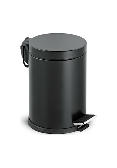 Siyah Renkli Paslanmaz Koram Pedallı 3 Lt Çöp Kovası Siyah
