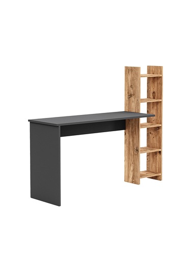 Kitaplıklı Fonksiyonel Çalışma Masası Antrasit Gri- Atlantik Çam Atlantik Çam - Gri
