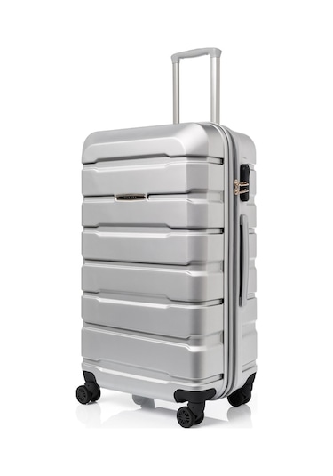 Unisex 4 Tekerli Kilitli Büyük Boy Valiz Bavul Açıkgri Açık Gri