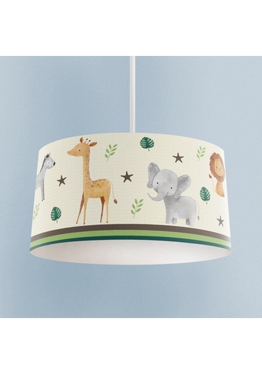 Mekta Home Bebek Ve Çocuk Odası Safari Desenli Avize Renkli
