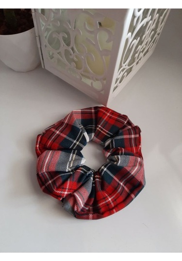 Ekose Desen Büyük Boy Bağlama Tokası - Yeşil