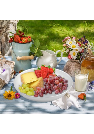 Mufunye Aluminium Alüminyum Çelik Tabağı, Yemek Servis Tabağı - Yiyecek Depolama İçin Uygun Gümüş