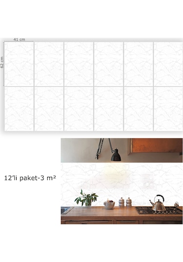 Tink Kendinden Yapışkanlı Silver Desenli Pvc Panel 41x62 Cm