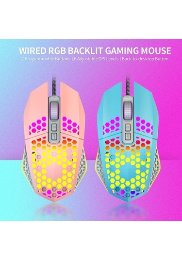 Novahub Rgb Aydınlatmalı 8000 Dpı Pembe Oyun Faresi - 7 Programlanabilir Tuş Optik