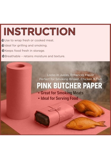 Xindoker Pembe Desenli Güvenli Kağıt, Yağsız Pişirme Ve Paketleme İçin Pratik Et/meat Kağıdı, Dayanıklı Ve Lezzeti Etkilemez