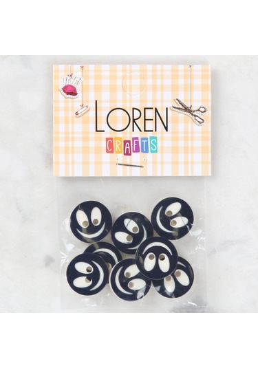 Loren Crafts 8 Li Gülen Yüz Beyaz Düğme - 0611