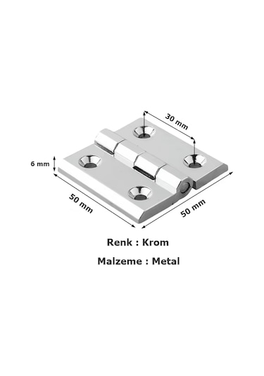 Dolap Kabin Menteşesi Metal 5 Cm Krom Krom