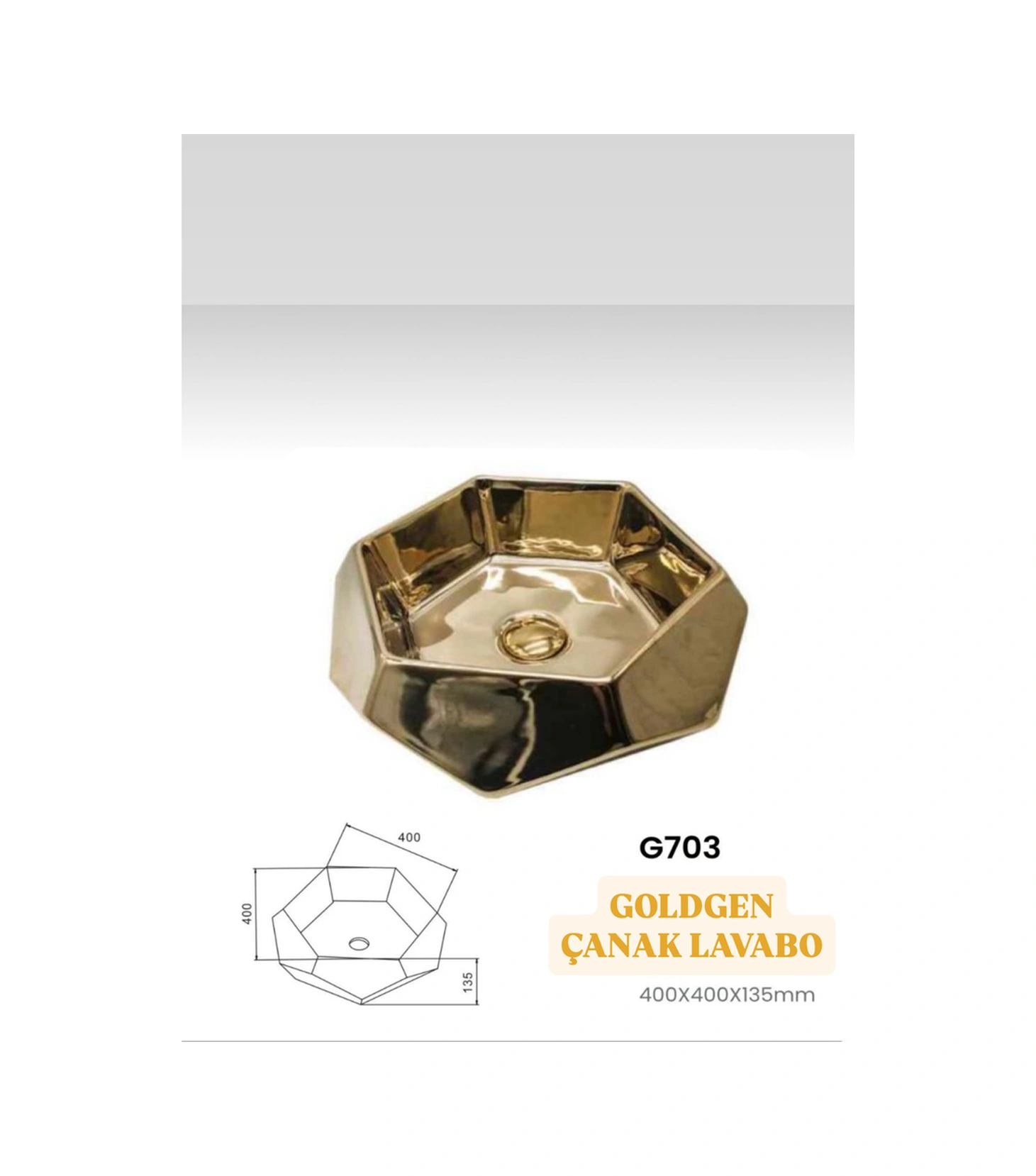 Boheme Tasarım Şık Goldgen Lavabo Gold