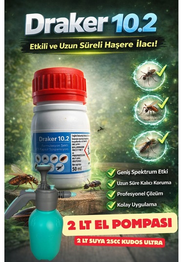 Vebi Draker Haşere İlacı 50 Ml + 2 Lt Ilaçlama Pompası Kene, Sivrisinek, Karasinek, Hamamböceği