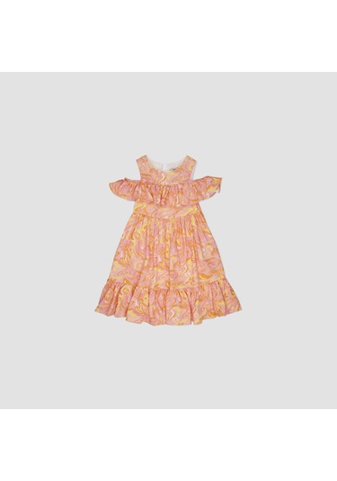 Kız Çocuk Fırfır Detaylı Desenli Elbise 2411gk26045-4357 001