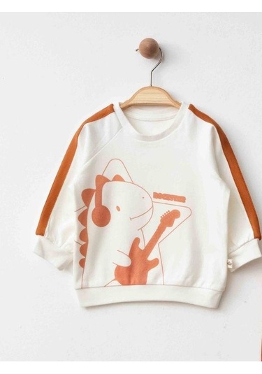 Erkek Bebek Dinazor Baskılı Organik Eşofman Takım-15477 renkli