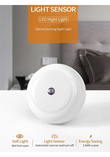 Novahub Beyaz Gece Lambası Akıllı Işık Kontrol Sensörü Başucu Lambası Duvar Lambası Göz Bakımı Enerji Tasarruflu Lambalar 1pc&eu Plug Beyaz Beyaz