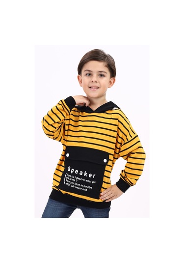 Toontoy Erkek Çocuk Speaker Baskılı Sweatshirt Hardal