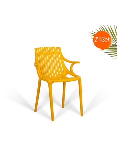 Monaco Lüks Cafe Ve Balkon Sandalyesi 2'li Set Sarı
