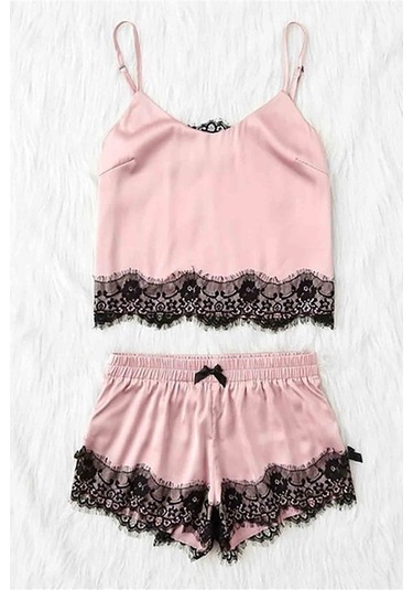 Merry See Dantel Işlemeli Saten Sortlu Gecelik Takım (405171404)