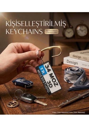 Kişiye Özel Motor Plaka Anahtarlık Çok Renkli