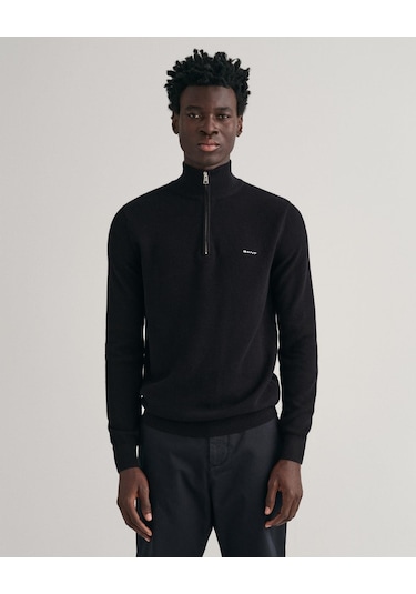 Gant Erkek Siyah Regular Fit Yarım Fermuarlı Kazak-10746 5-siyah