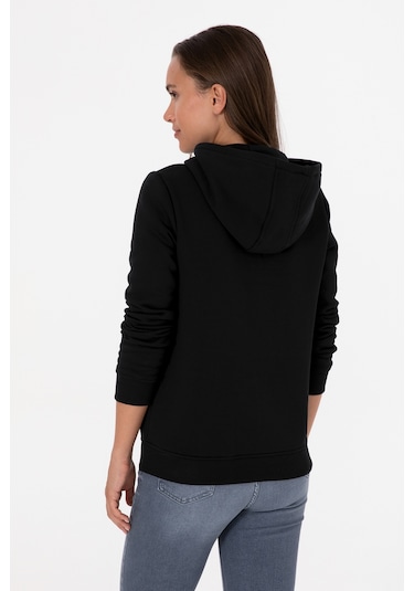 U.S. Polo Assn. Kadın Siyah Şardonlu Kapüşonlu Basic Sweatshirt 50313566-VR046 U.S. Polo Assn. Kadın Siyah Şardonlu Kapüşonlu Basic Sweatshirt 50313566-VR046