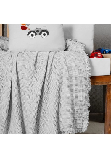 Kanz Bebek Waffle Müslin Nakışlı Pike Knz-021 Bubble Gri Bubble Gri