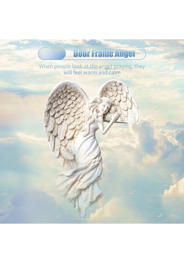 Fortunelane Saçma Resin Mavi Yanaçlı Melek Kapı Çerçevesi Dekorasyonu - Oturma Odası, Yatak Odası, Ofis Dekoru, Misafir Memnun Ed