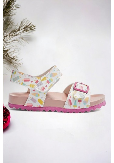 Çocuk Dondurma Desenli Renkli Sandalet 001
