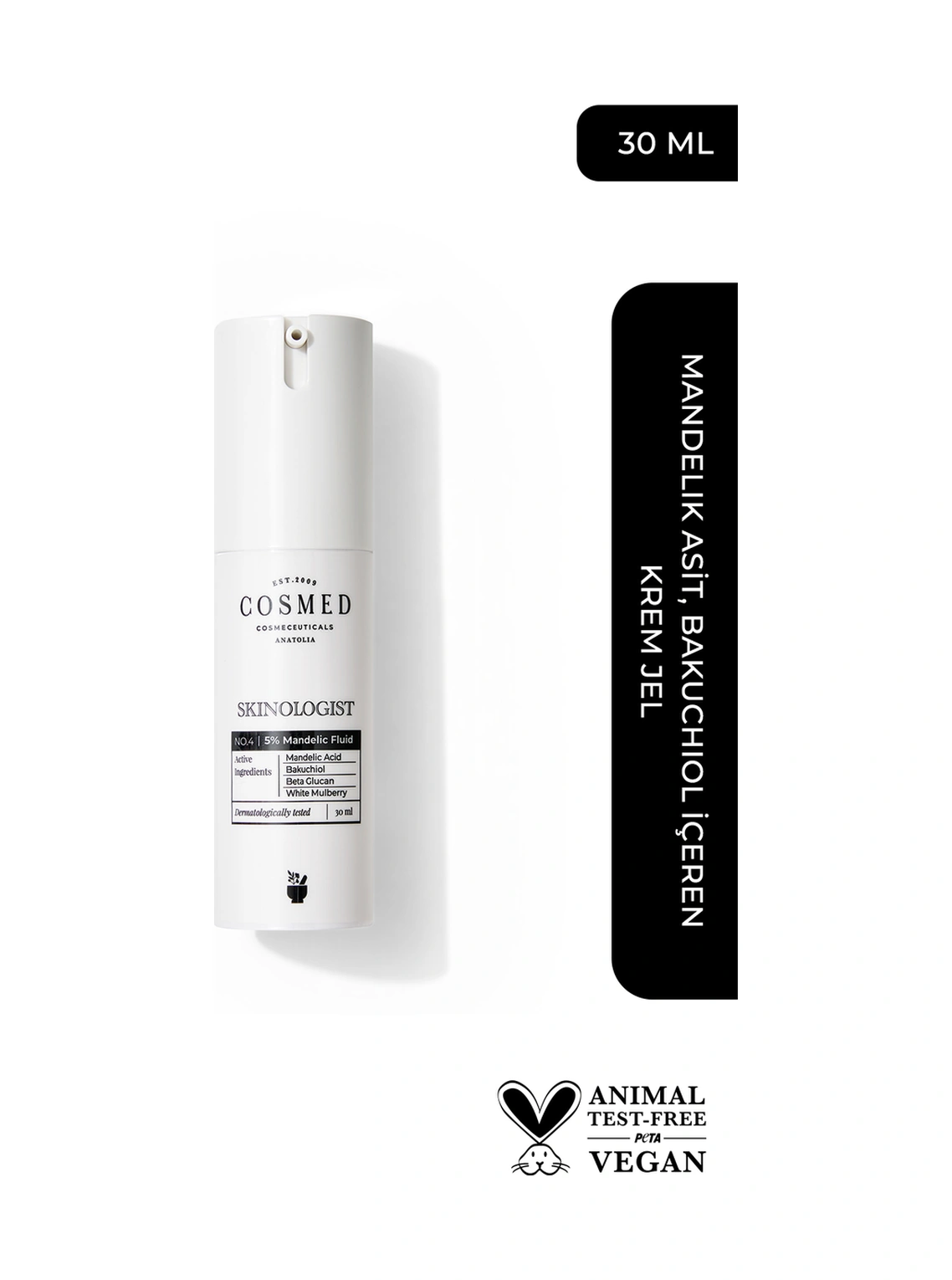 Cosmed Mandelik Asit, Bakuchiol İçeren Krem Jel - 5% Mandelic Fluid - 30 ml