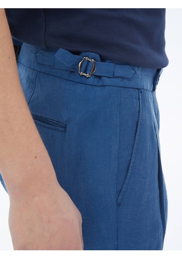 Kip Mavi Dokuma Casual Bermuda Çok Renkli