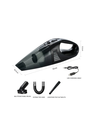 A-016 Güçlü Emiş Akülü Elektrikli Süpürge Şarj Edilebilir Araba Ev Temizlik Aracı