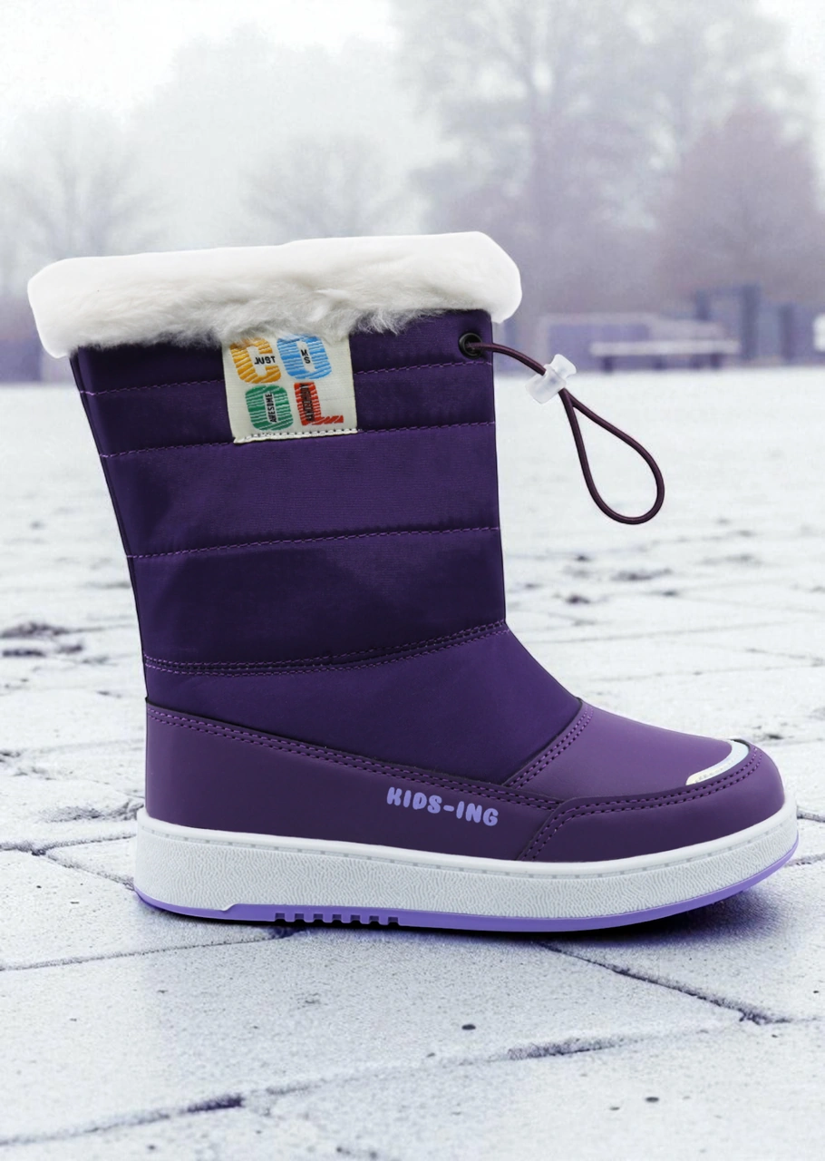 Khayt Astor Sıcak Astar Su Ve Soğuk Dayanıklı Çocuk Kar Botu Mor