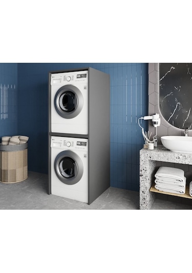 Bohem Çamaşır Ve Kurutma Makinesi Dolabı Banyo Dolabı Füme Füme