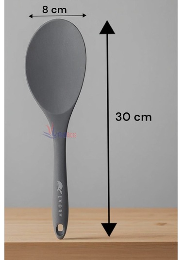 Isıya Dayanıklı Sert Uçlu 30 Cm Büyük Silikon Kaşık 1 Adet