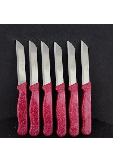 Solingen Simli Bordo Renkli Tırtıklı Bıçak 6 Adet