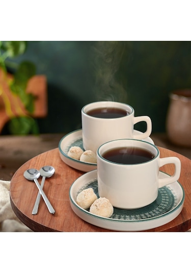 Keramika 20789-98 Maya Stackable Çay Takımı 12 Parça 6 Kişilik Yeşil