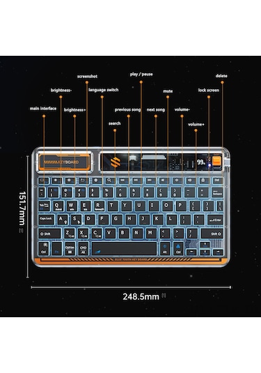 Xindoker "mini Bluetooth Klavye - Rainbow Aydınlatmalı, Çoklu Cihaz Uyumlu, Taşınabilir Ve Kablosuz"