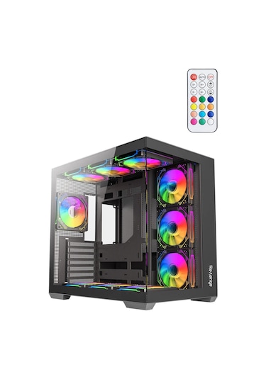 Revenge Supernova x7 ARGB Fanlı ATX Temperli Cam Panel Akvaryum Kumandalı Gaming Bilgisayar Kasası Siyah