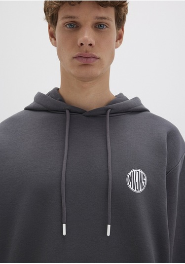 Mavi - Mvjns Logo Baskılı Kapüşonlu Antrasit Sweatshirt 0611786-80106 Antrasit