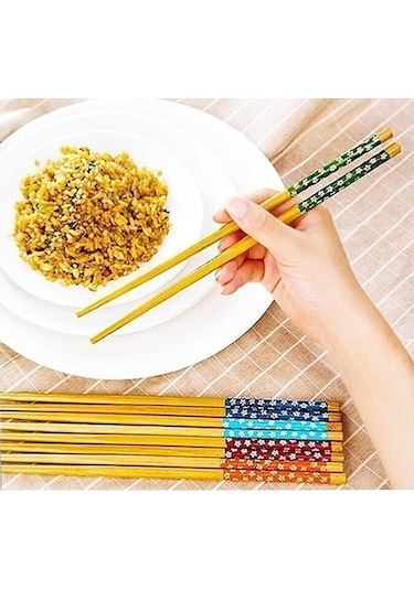 5 Li Set Ahşap Çin Çubuğu Chopstick Yıkanabilir ve Kullanılabilir
