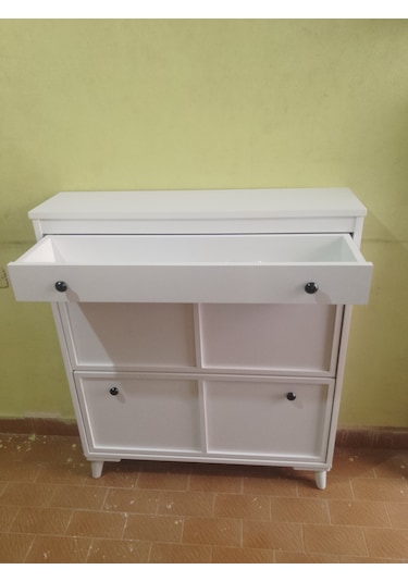 Düşer Kapak Ayakkabılık Beyaz